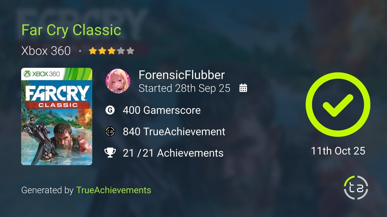 Far Cry Classic achievement summary